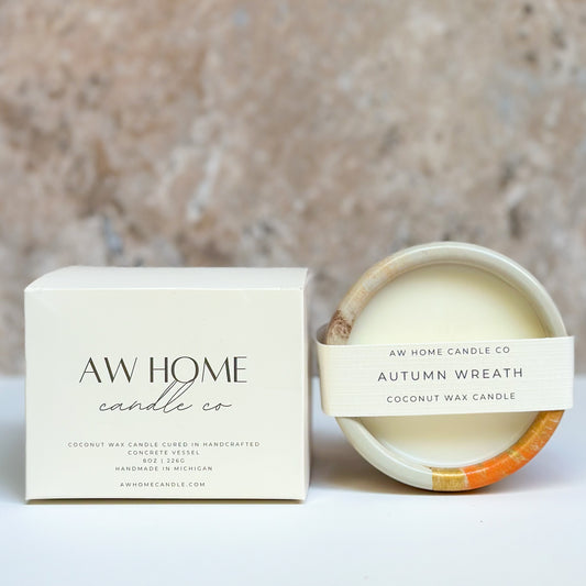 AUTUMN WREATH - Concrete Candle - coconut wax and phthalate-free fragrance candle - 8oz