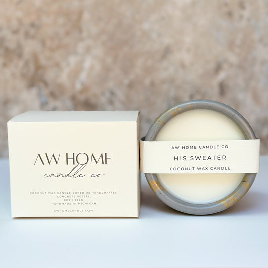 HIS SWEATER - Concrete Candle - coconut wax and phthalate-free fragrance candle - 8oz